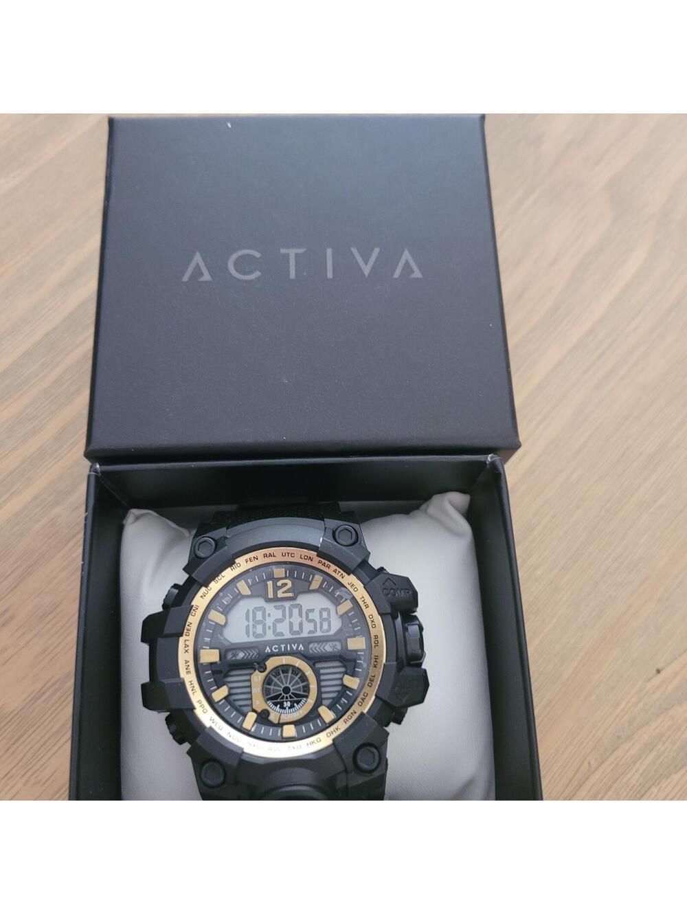 Activa Digital Sports Watch with Black and Gold Accent